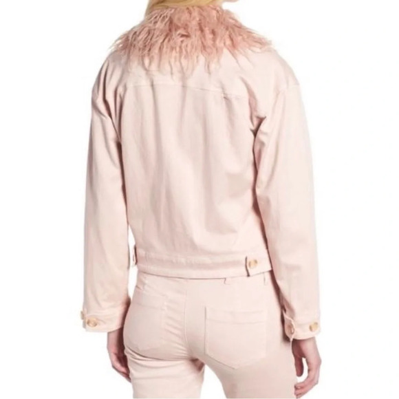 Lou & Grey light pink removable faux fur penny lane jacket small - Picture 2 of 11